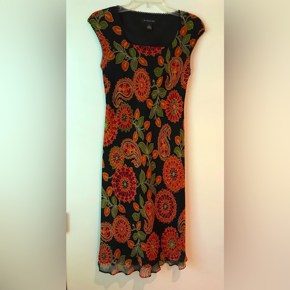 4 Harold’s Vintage Navy & Orange Floral Midi Dress
